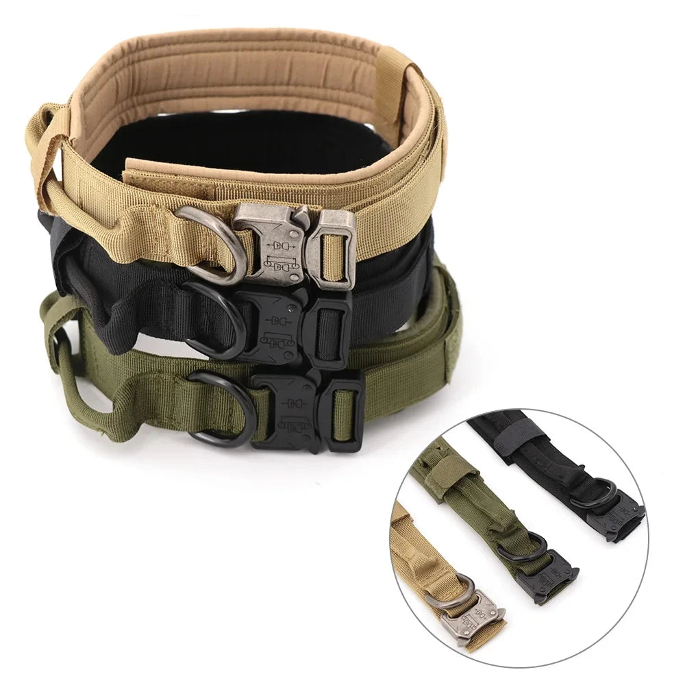 Tactical Military Dog Collar Adjustable with Control Handle and Metal Buckle