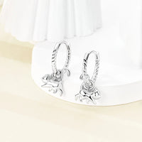 Sterling Silver Cat Hoop Earrings - Zircon Stone Party & Wedding Jewelry