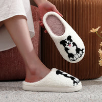 Border Collie Embroidered Plush Slippers