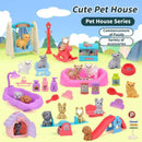Pet Family Pretend Play Set - Mini House & Dolls