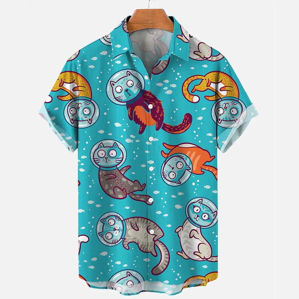 Hawaiian Shirt Vintage Anime Beach Style