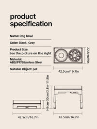 Collapsible Elevated Dog Bowls - Adjustable Stand with Double Stainless Steel Bowls