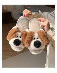Winter Dog Cartoon Couple Slippers
