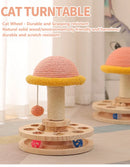 Interactive Cat Scratching Board - Wood Carousel Puzzle & Claw Care Station