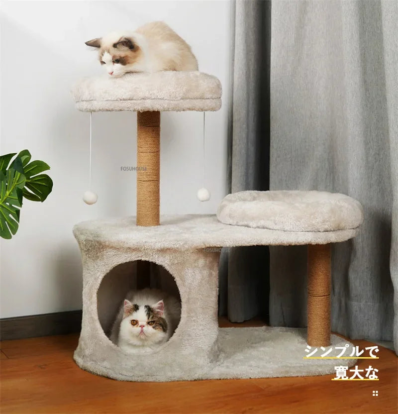 Three-Layer Cat Tree House - Multi-Level Scratching & Activity Center