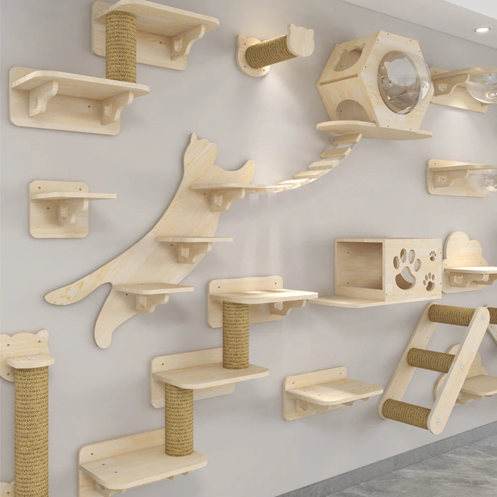 Wall-Mounted Cat Climbing System