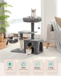 Multi-Level Cat Activity Tree with Scratching Posts & Hammock