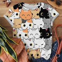 Cute Playful Cartoon Cat Women's Fun T-Shirt