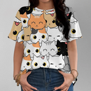 Cute Playful Cartoon Cat Women's Fun T-Shirt