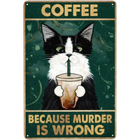 Funny Coffee Cat Sign by Tail chasers
