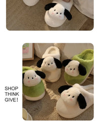 Women's Winter Cartoon Dog Plush Slippers