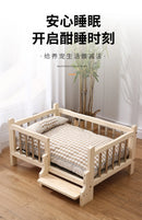 Premium Solid Wood Pet Bed - All-Season Removable Cushion for Dogs & Cats