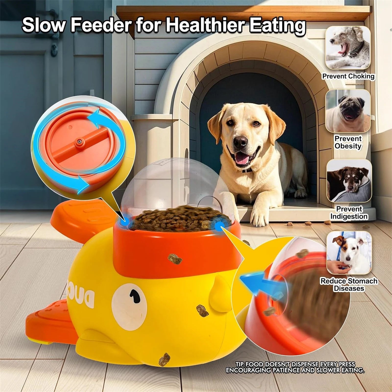 Interactive Duck Shaped Treat Toy - Dispenser for Small Medium Dogs and Cats