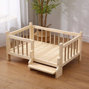 Premium Solid Wood Pet Bed - All-Season Removable Cushion for Dogs & Cats