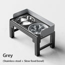 Collapsible Elevated Dog Bowls - Adjustable Stand with Double Stainless Steel Bowls