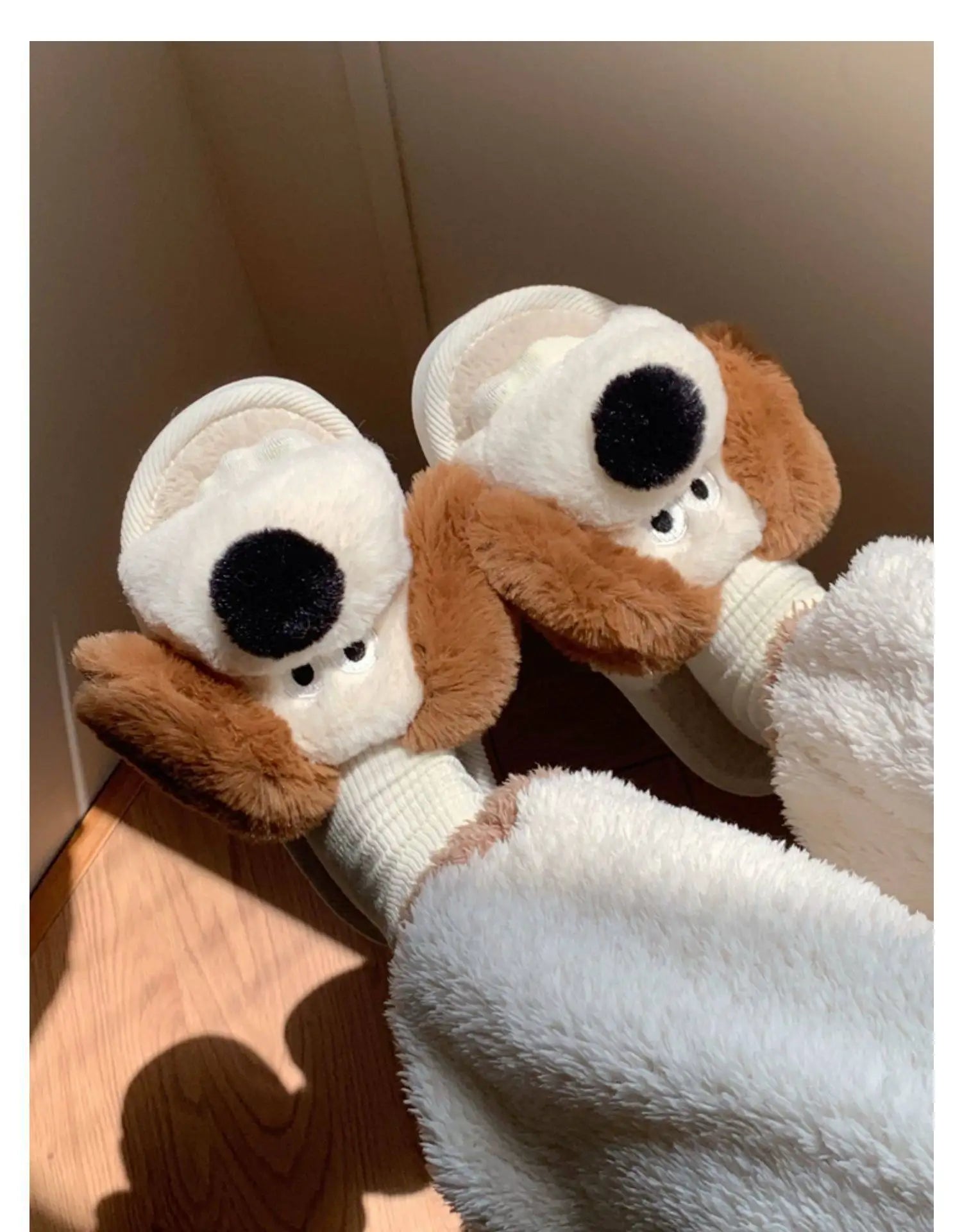 Winter Dog Cartoon Couple Slippers