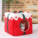 Christmas Gift Box Sleeping House for Festive Pets