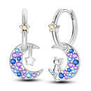 Sterling Silver Cat Hoop Earrings - Zircon Stone Party & Wedding Jewelry