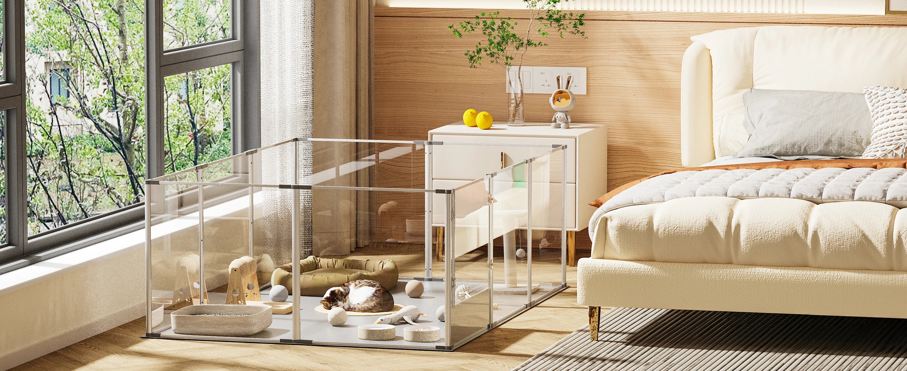 Premium Acrylic Dog Playpen - Extra Large 10-Panel Pet Enclosure