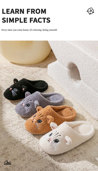 Cartoon Cat Winter Plush Slippers