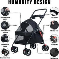 Lightweight Pet Stroller - Foldable Travel Stroller for Small Dogs & Cats