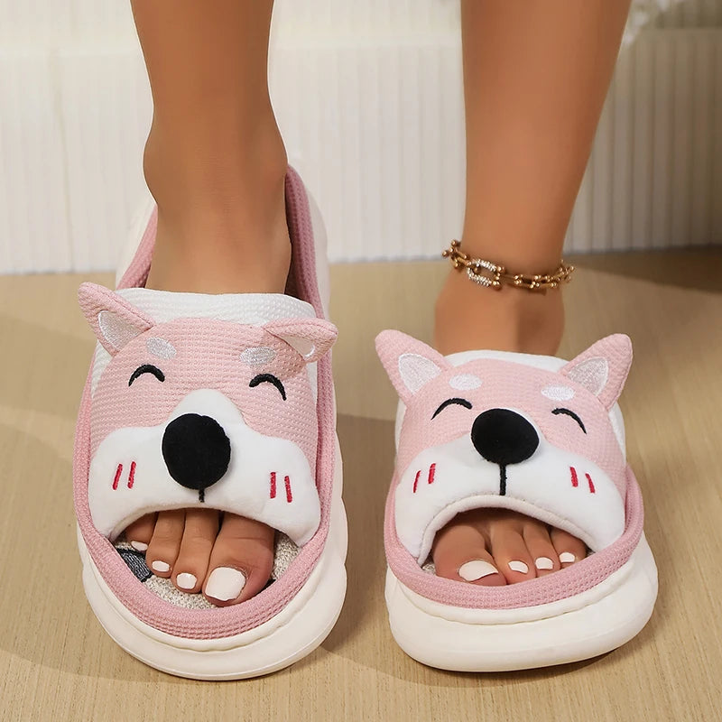 Designer Linen Platform Dog Slippers