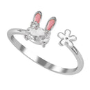 Cat Ear Paw Print Ring - Adjustable Pearl Hollow Heart Design
