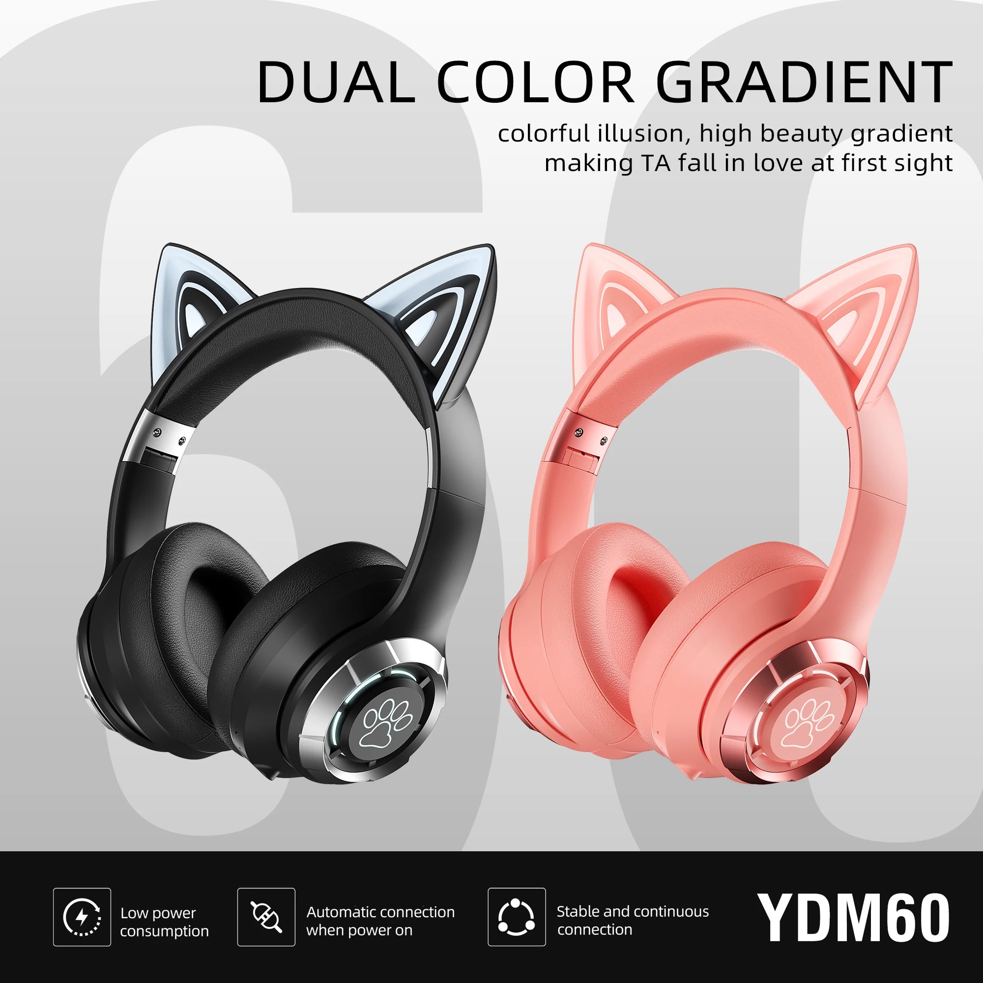 Cat Ear LED Bluetooth Headphones - Kids Wireless Gaming Headset