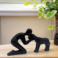 Dog & Owner Resin Statue - Heartwarming Family Bond Desk Art