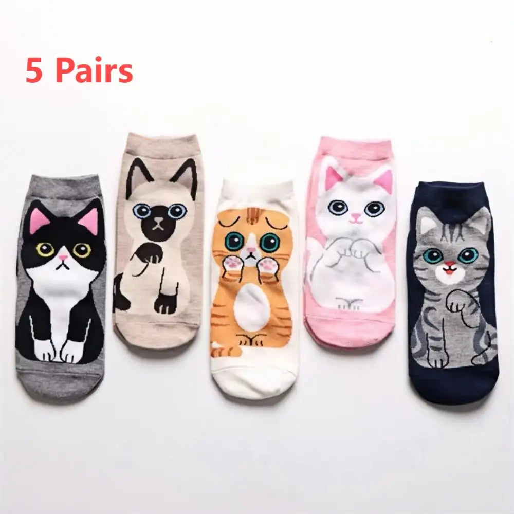 Playful Cat Cartoon Socks