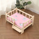 Premium Solid Wood Pet Bed - All-Season Removable Cushion for Dogs & Cats