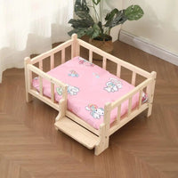 Premium Solid Wood Pet Bed - All-Season Removable Cushion for Dogs & Cats