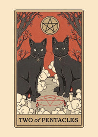 Black and White Cat Tarot Canvas Poster Good Luck Wall Art Pictures for Living Room Bedroom Playroom Modern Home Decor Gift by Tail chasers