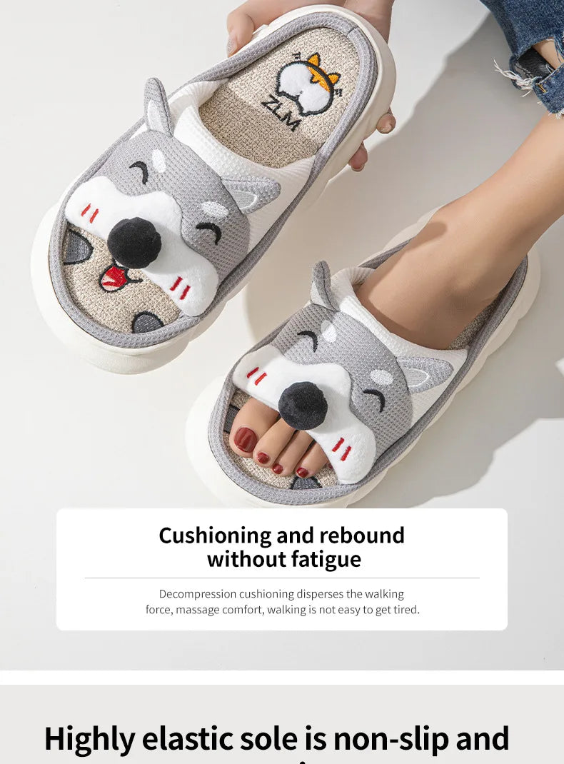 Designer Linen Platform Dog Slippers