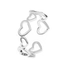 Cat Ear Paw Print Ring - Adjustable Pearl Hollow Heart Design