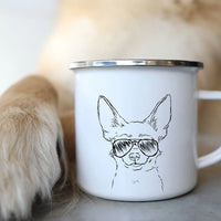 Bulldog Enamel Mug - Funny Glasses Design for Dog Lovers
