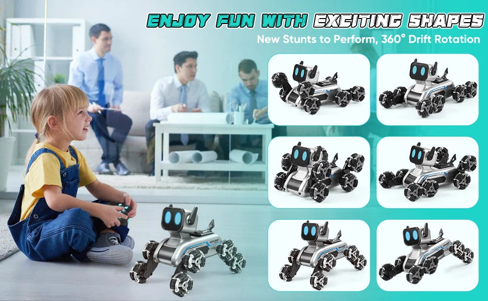 Remote Control Robot Dog | Gesture Sensing,Stunt Rc Cars, Interactive Pocket Emo Robot,Cool Lighting & Music by Tail chasers