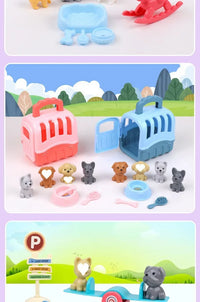 Pet Family Pretend Play Set - Mini House & Dolls