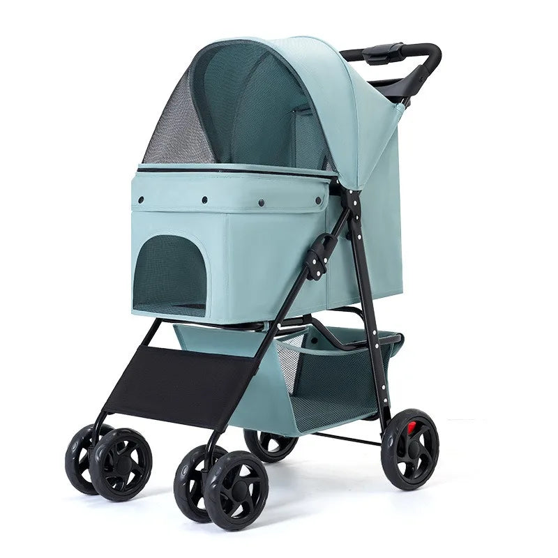 Spacious 4-Wheel Pet Stroller - 20kg