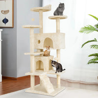 Cat Tree 54/70 Inch Cat Tower Cat Condo with Sisal-Covered Scratching Posts Dangling Ball for Cats to Play and Sleep by Tail chasers