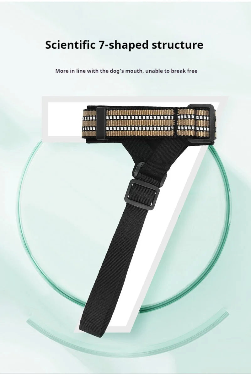 Reflective Tactical Muzzles for Medium Large Dogs Leads for Anti Barking Training Rope Guide Pet Mouth Cover Big Dog Accessories by Tail chasers