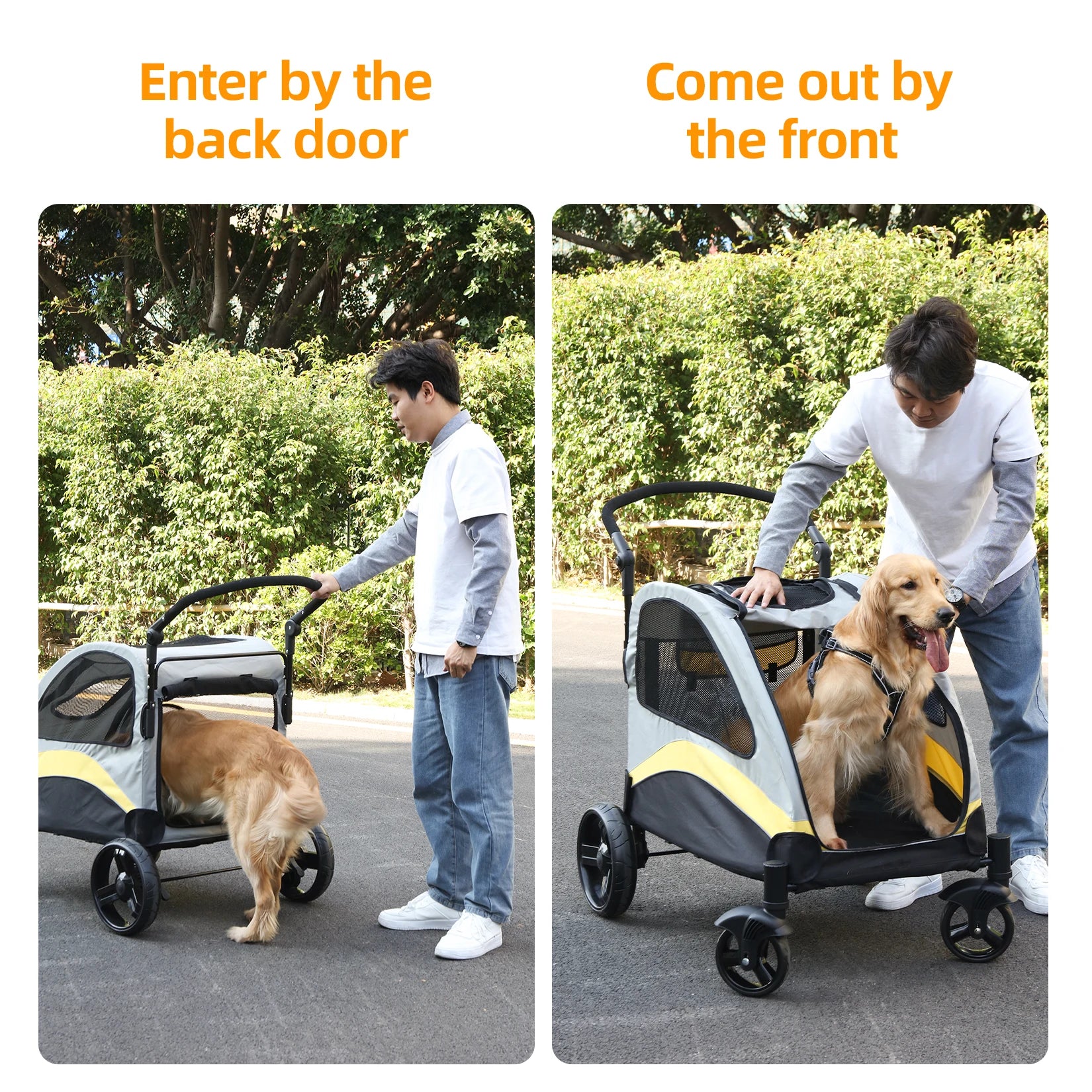Large 4-Wheel Dog Stroller - 121lbs