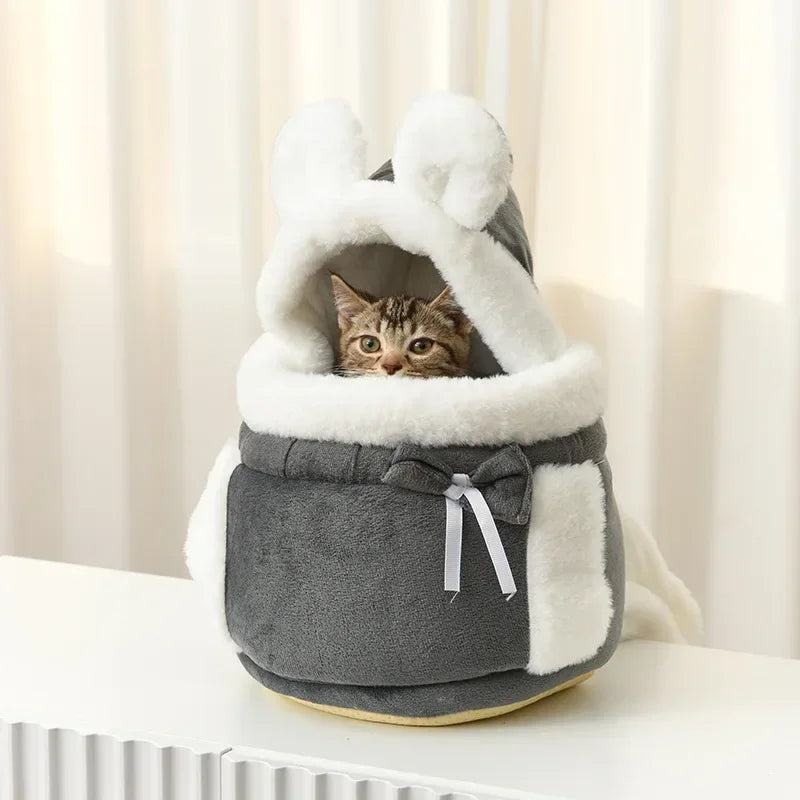 Winter Warm Dog Plush Carrier Out Pet Shoulder Bag Cat Puppy Travel Bag Nest Handbag Portable Outdoor Products