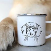 Bulldog Enamel Mug - Funny Glasses Design for Dog Lovers