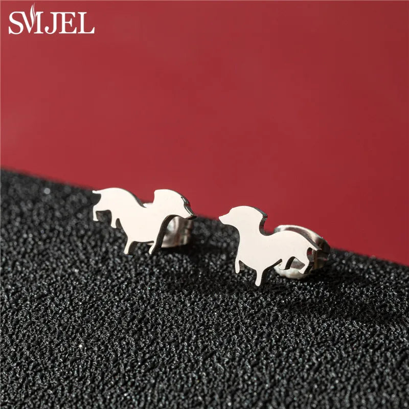 Dog Breed Cartoon Stud Earrings - Dachshund, Corgi & Chihuahua Designs