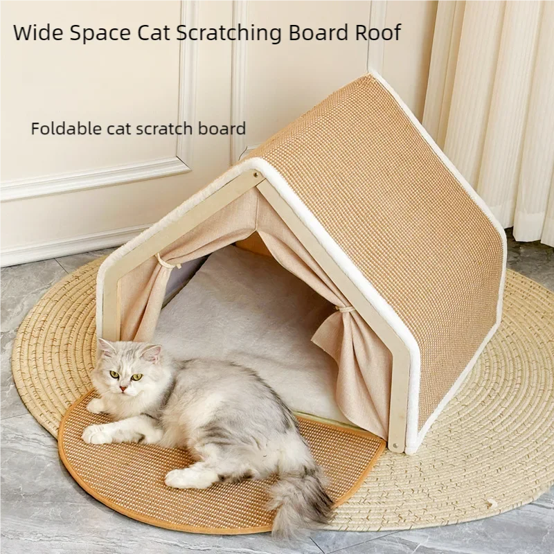 Cat Tent Villa All-Season - Dual-Use Wooden Bed Durable Cozy House