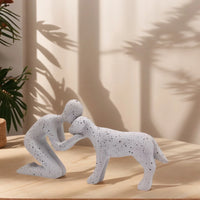 Dog & Owner Resin Statue - Heartwarming Family Bond Desk Art