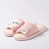Cat Platform Linen Slippers