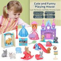 Pet Family Pretend Play Set - Mini House & Dolls