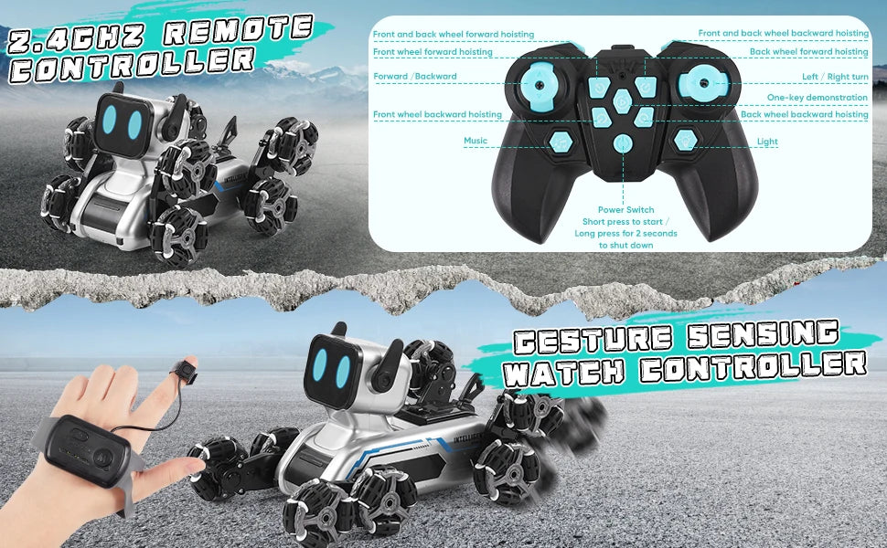 Remote Control Robot Dog | Gesture Sensing,Stunt Rc Cars, Interactive Pocket Emo Robot,Cool Lighting & Music by Tail chasers